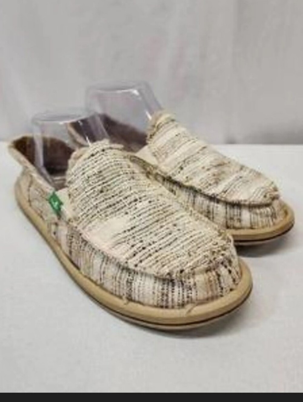 Sanuk Kids Cream Woven Slip-On Shoes Size 3